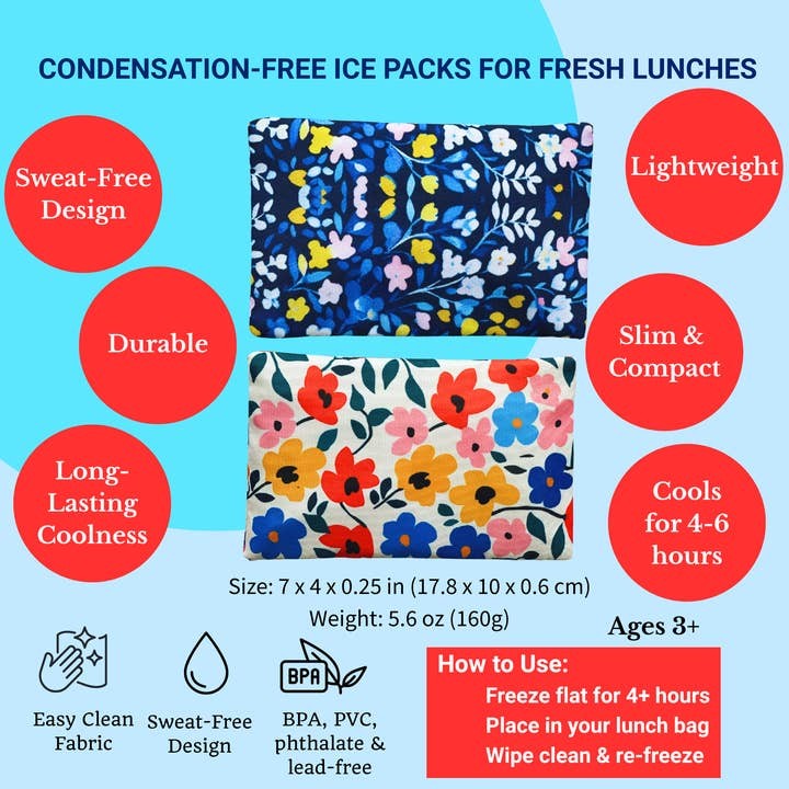 Yumbox Gel Ice Pack Set Of 2 Floral