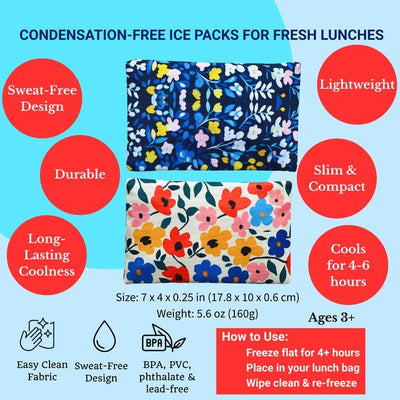 Yumbox Gel Ice Pack Set Of 2 Floral