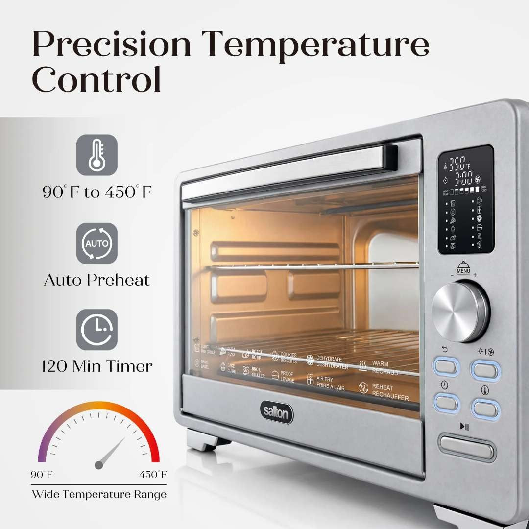 Salton NuRetro Digital Air Fryer Toaster Oven - Silver