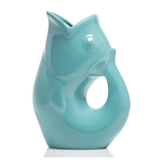 GurglePot Porcelain Fish Shaped Pitcher 42oz - Aqua