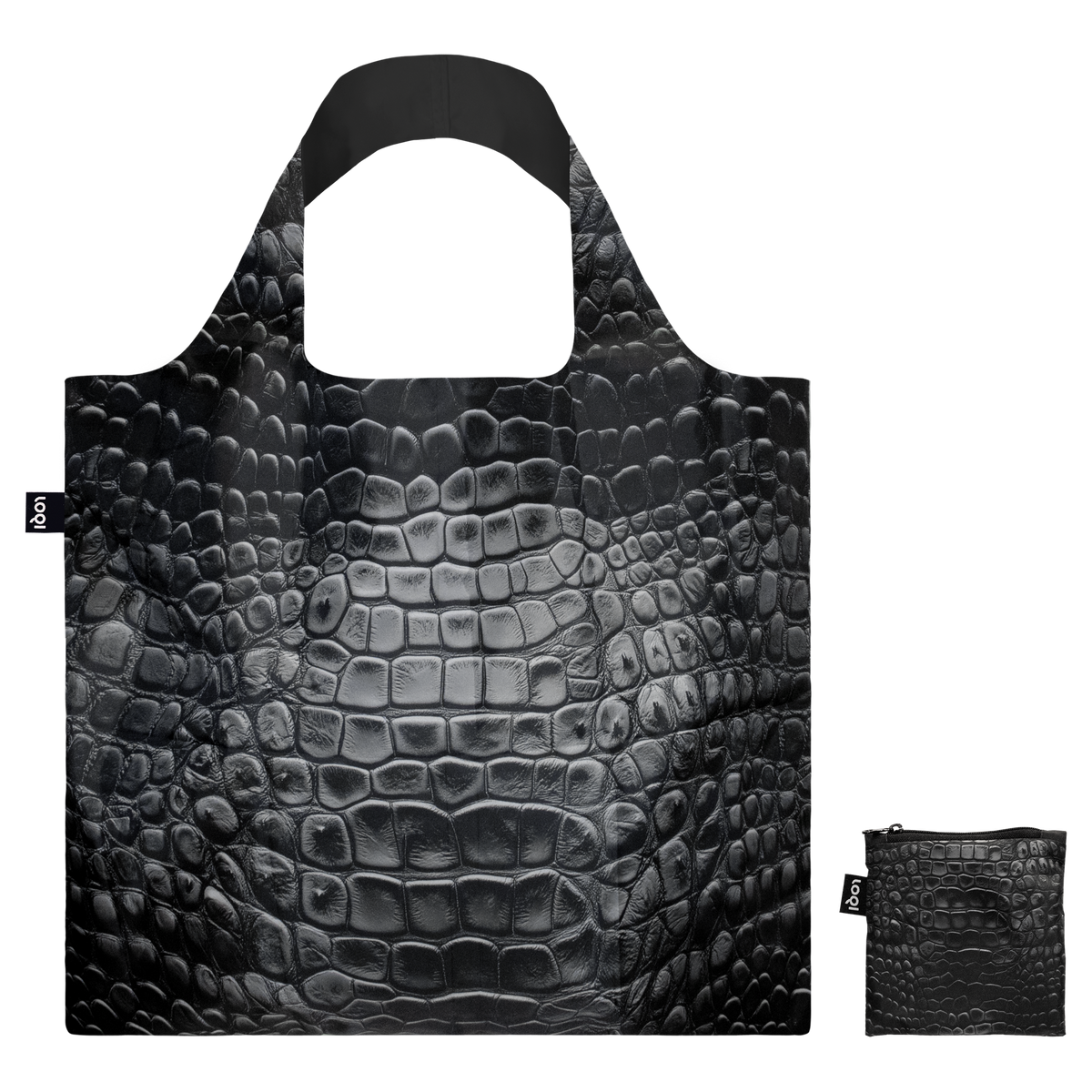 LOQI Tote Bag - Black Crocodile