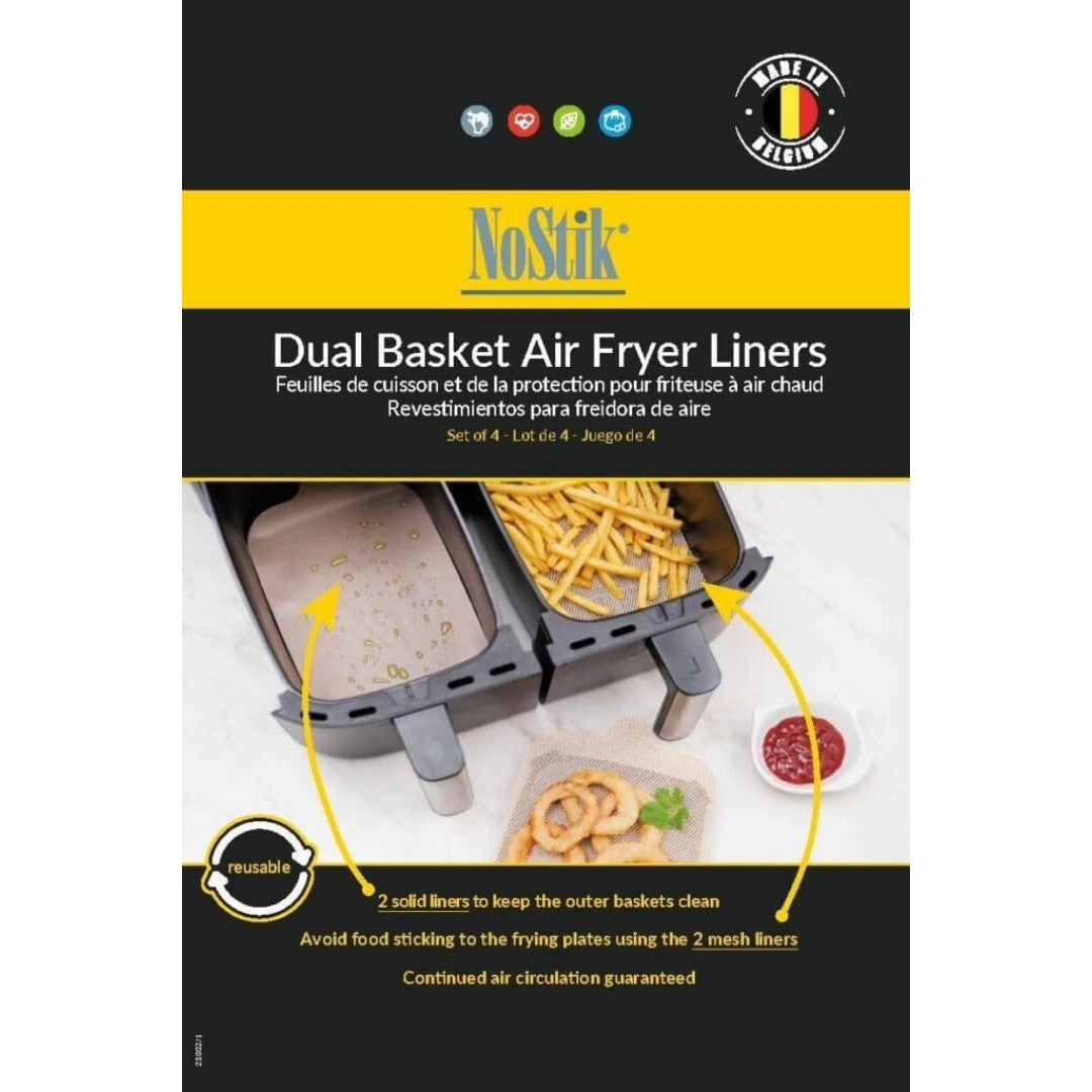 NoStik Dual Basket Air Fryer Liners Set Of 4