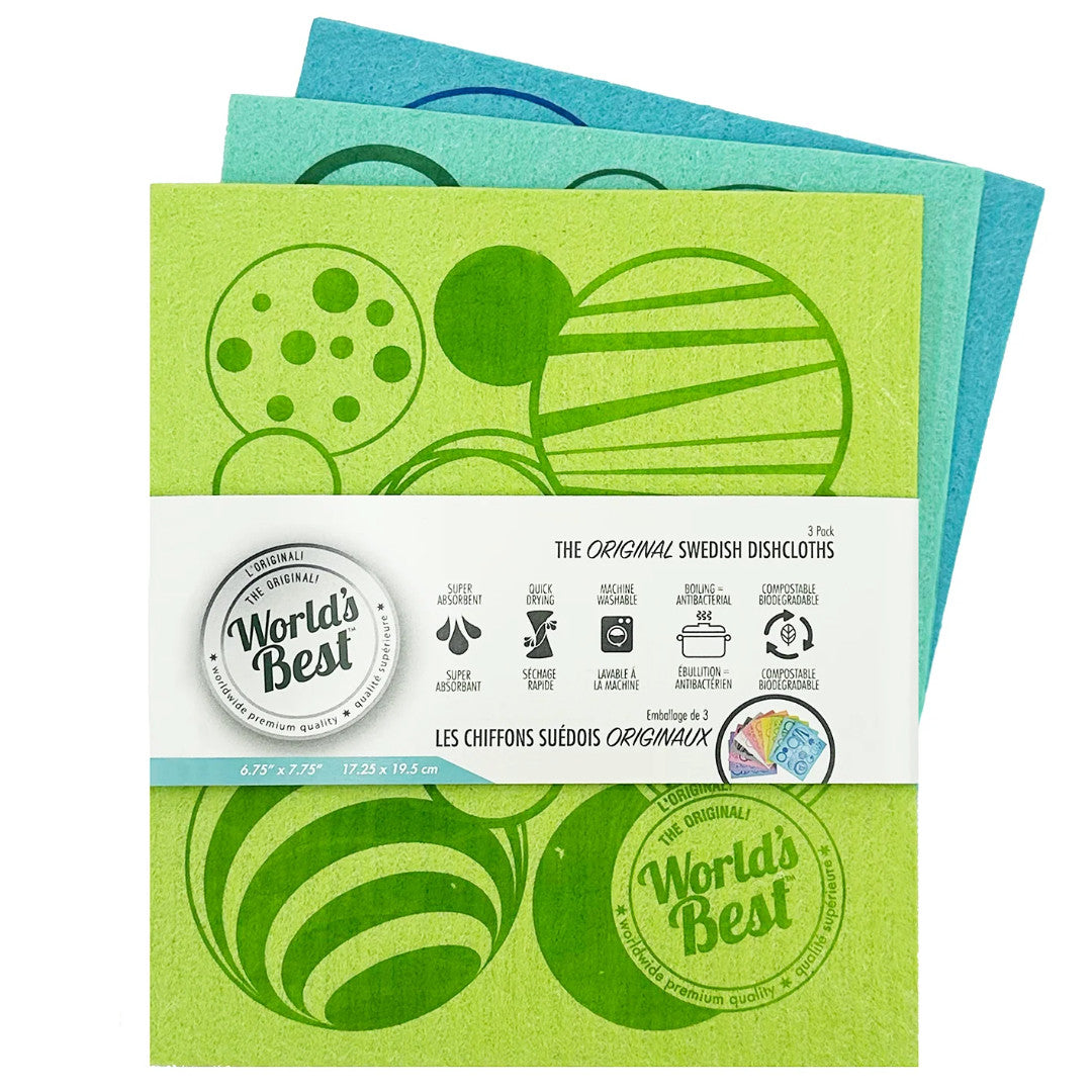 World's Best Swedish Dish Cloth Set Of 3 - Assorted Patterns