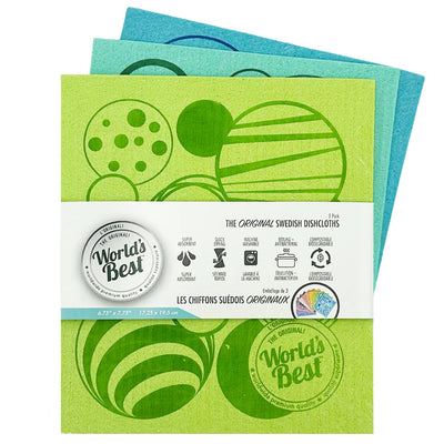 World's Best Swedish Dish Cloth Set Of 3 - Assorted Patterns