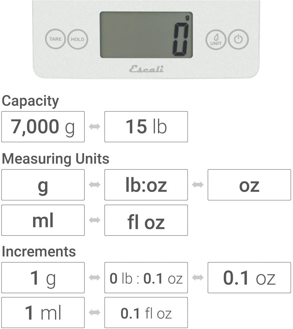 Escali Arti Glass Kitchen Scale - Frost White - iQ living