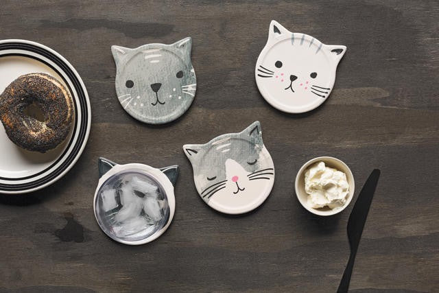 Now Designs Soak Up Cat's Meow Round Coaster Set of 4