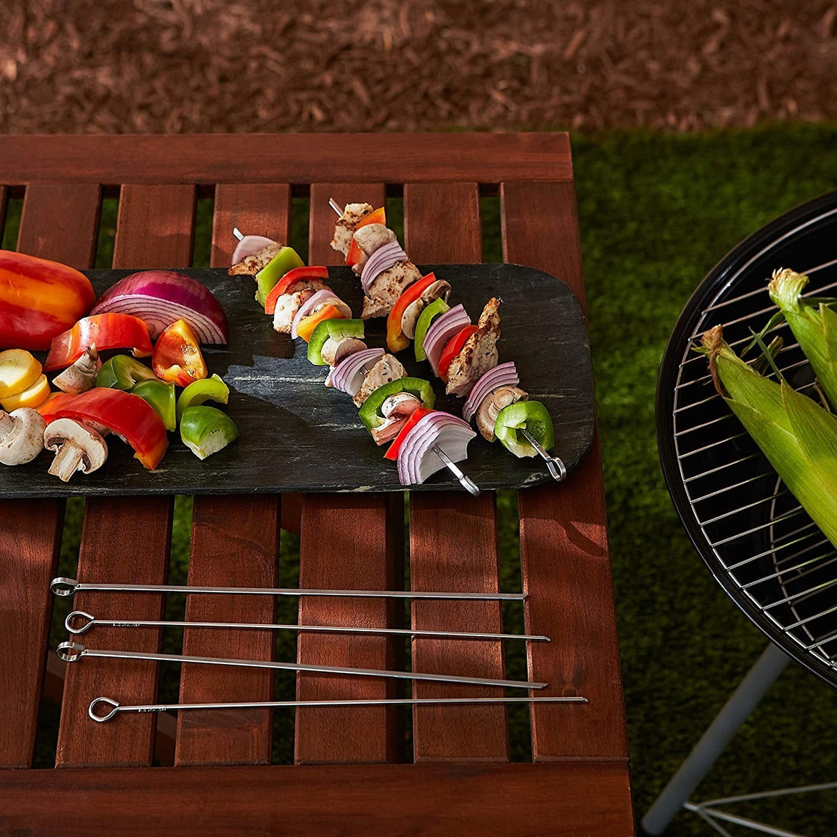 RSVP Stainless Steel 12" BBQ Skewers Set Of 6 - iQ living