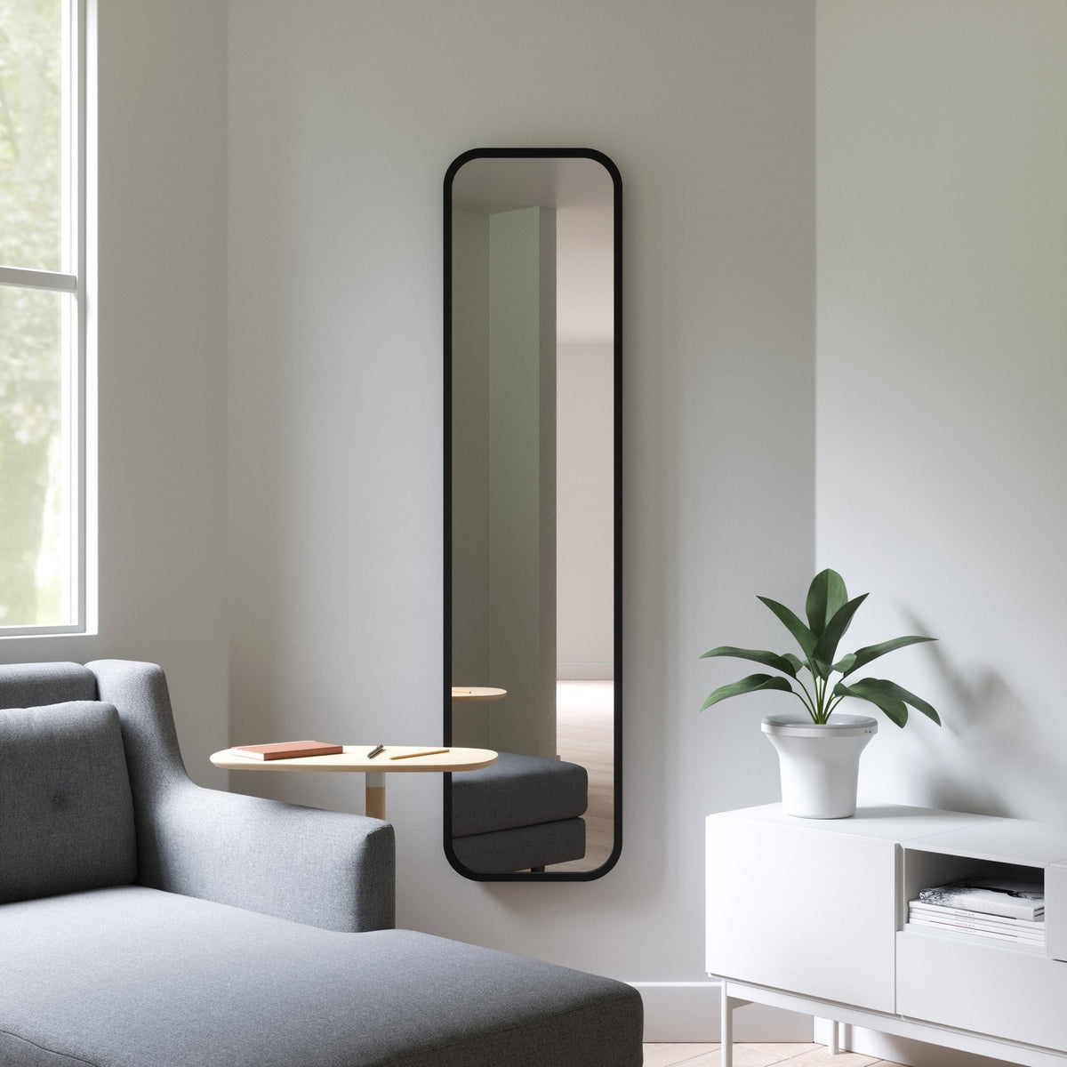 Umbra Hub Leaning Mirror Black 62" x 14.5"