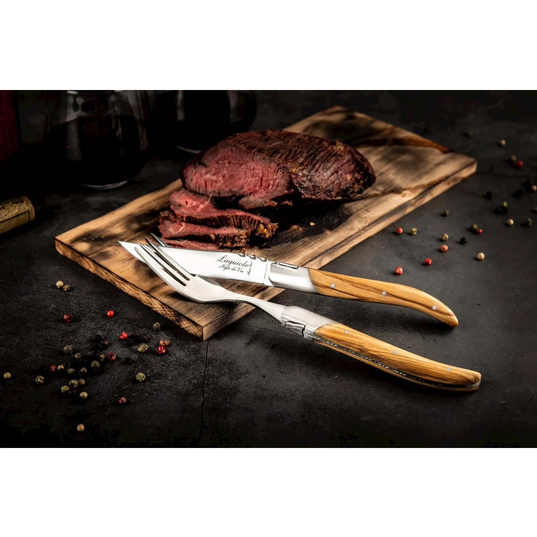 Laguiole Luxury Steak Knives Set Of 6 - Olive Wood