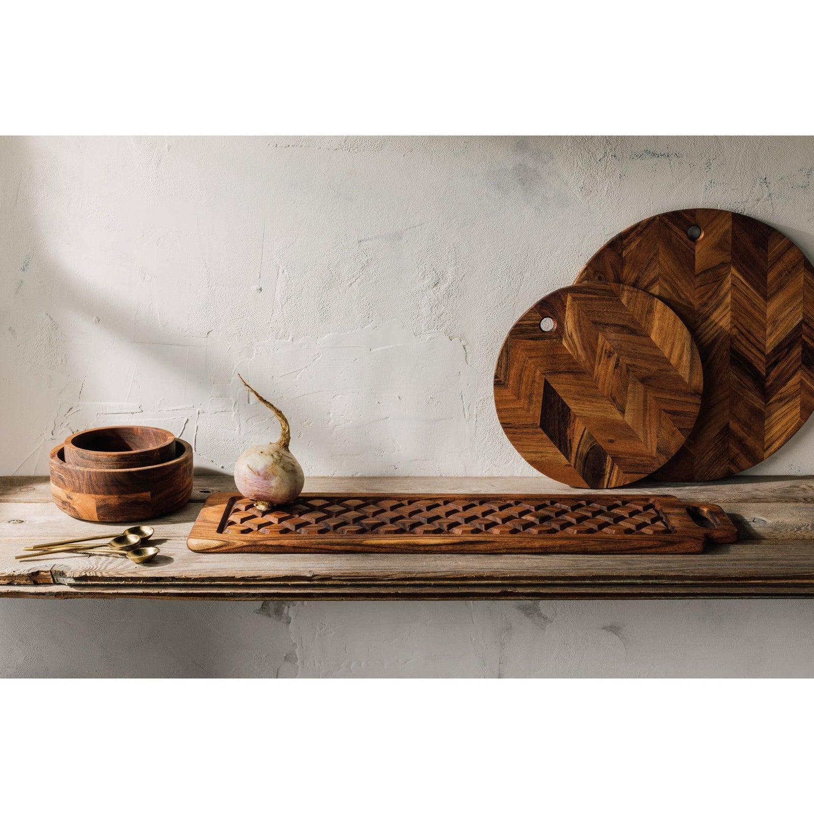 Danica Etch Acacia Wood Serving Board