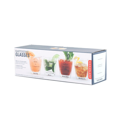 Kikkerland Bartending Glasses 8oz Set Of 4