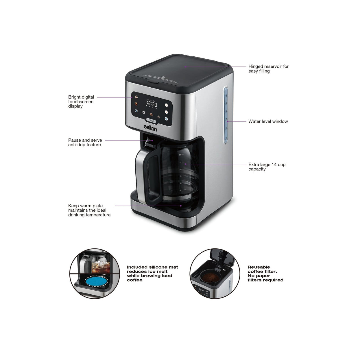 Salton 14 Cup Programmable Digital Coffee Maker