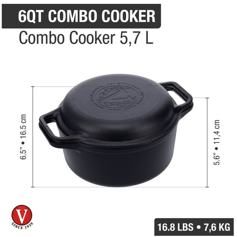 Victoria Cast Iron Dutch Oven & Grill Combo 6 Qt - iQ living