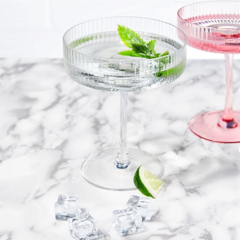 Brilliant Ribbed Clear Cocktail Coupe Glass Set Of 4 - iQ living