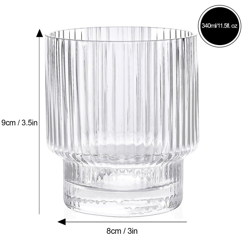 Brilliant Ribbed Clear Drinking Glass Set Of 4 - iQ living