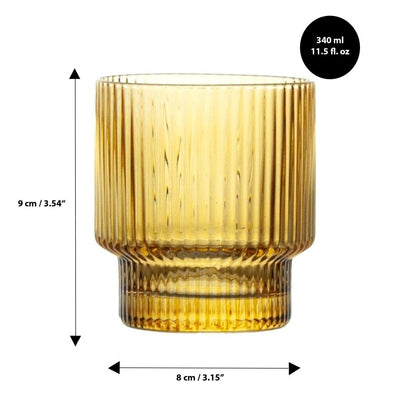 Brilliant Ribbed Amber Drinking Glass Set Of 4