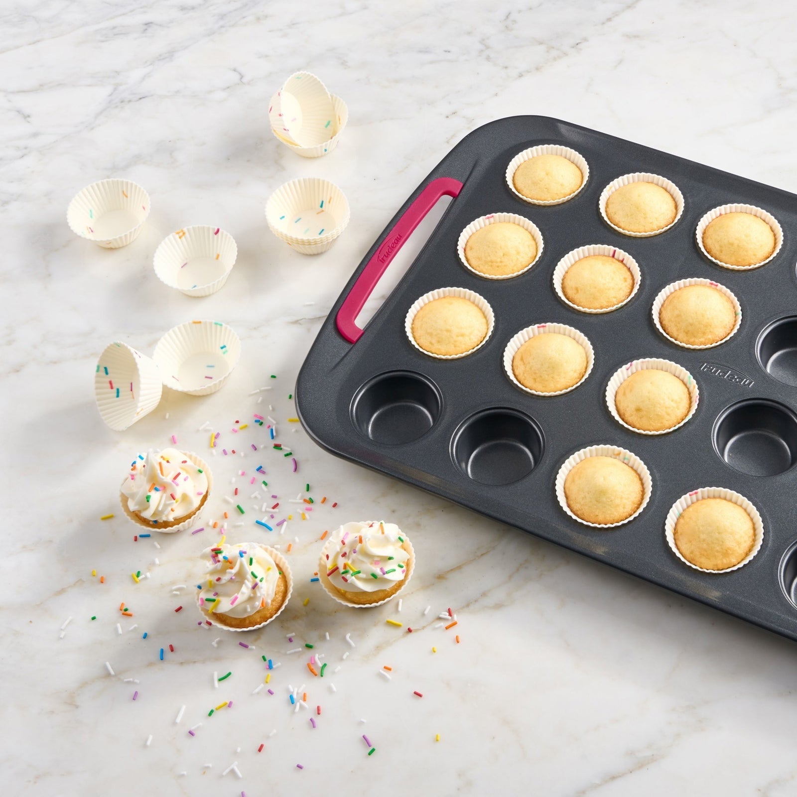 Trudeau Confetti Silicone Baking Mini-Cups Set Of 24 - iQ living