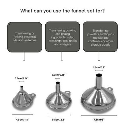 Kitchen Basics Stainless Steel Funnel Set Of 3 - iQ living
