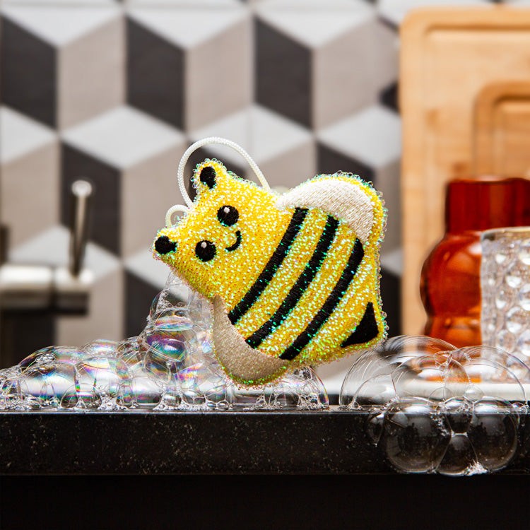 Kikkerland Bee Scrub Sponge Set Of 2