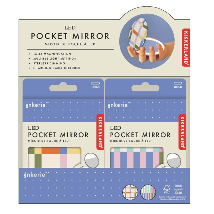 Kikkerland Inkerie LED Pocket Mirror