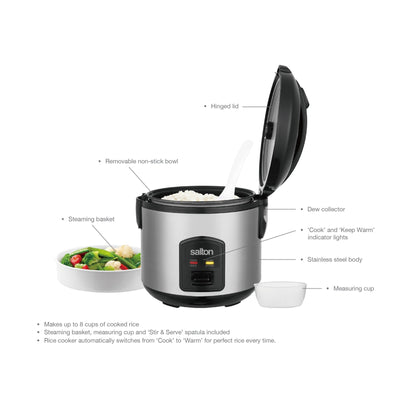 Salton Automatic 8 Cup Rice Cooker With Steamer