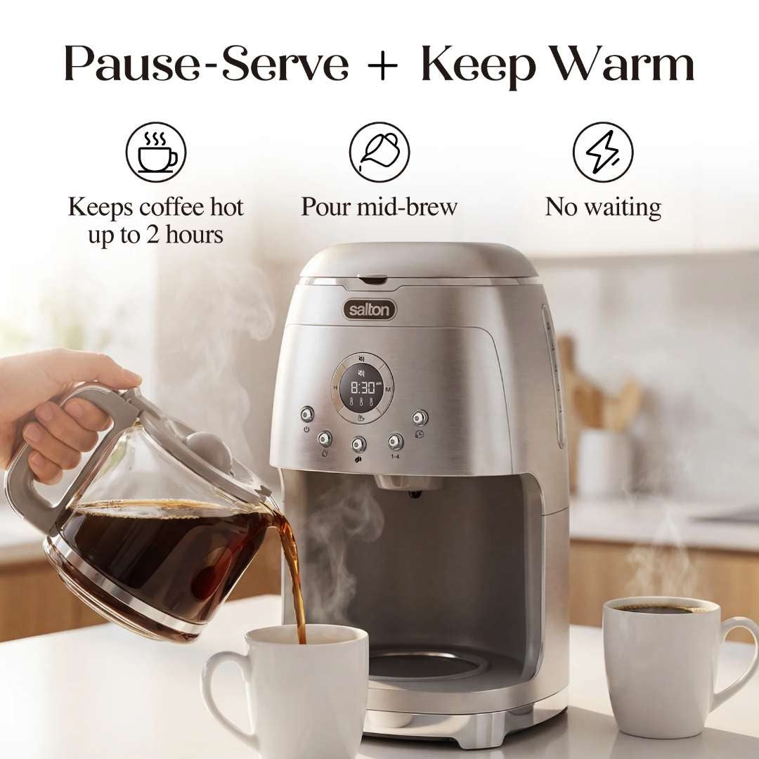 Salton NuRetro 12-Cup Digital Coffee Maker - Silver