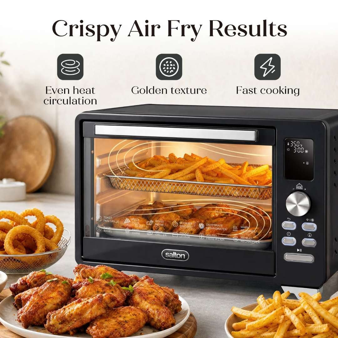 Salton NuRetro Digital Air Fryer Toaster Oven - Black