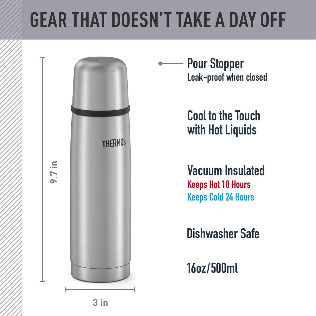 Thermos Compact Outdoor Bottle 16oz Stainless Steel