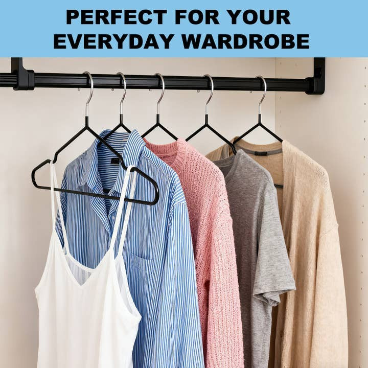 Quality Hangers Slim Black Metal Hangers 10 Pack