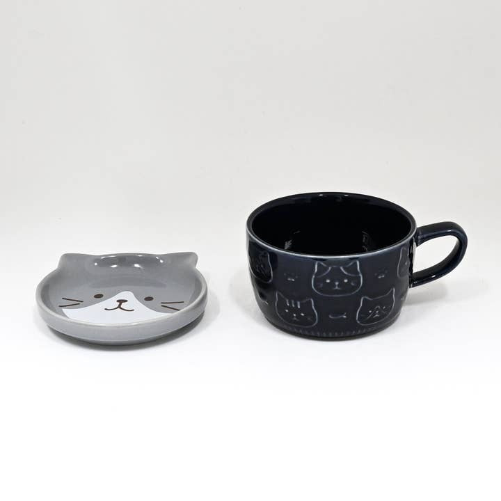 Urban Tokyo Mug 7oz & Lid - Grey Cat