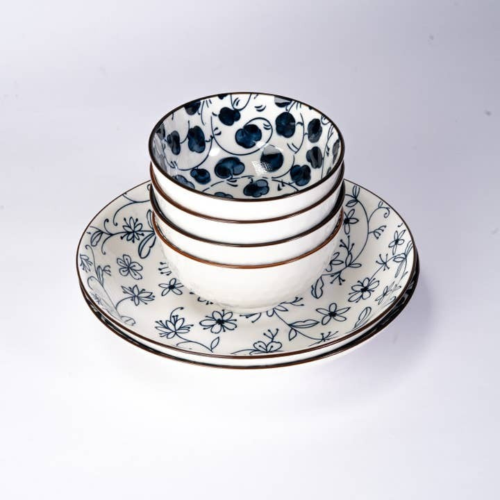 Urban Tokyo Bowl & Plate Nippon Blue Set Of 6