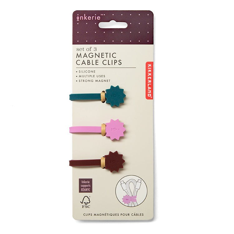 Kikkerland Inkerie Magnetic Cable Clips Set Of 3