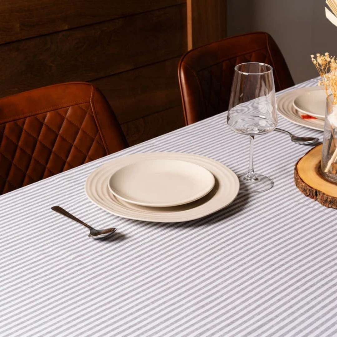 Fabstyles Bistro Stripe Tablecloth - Grey