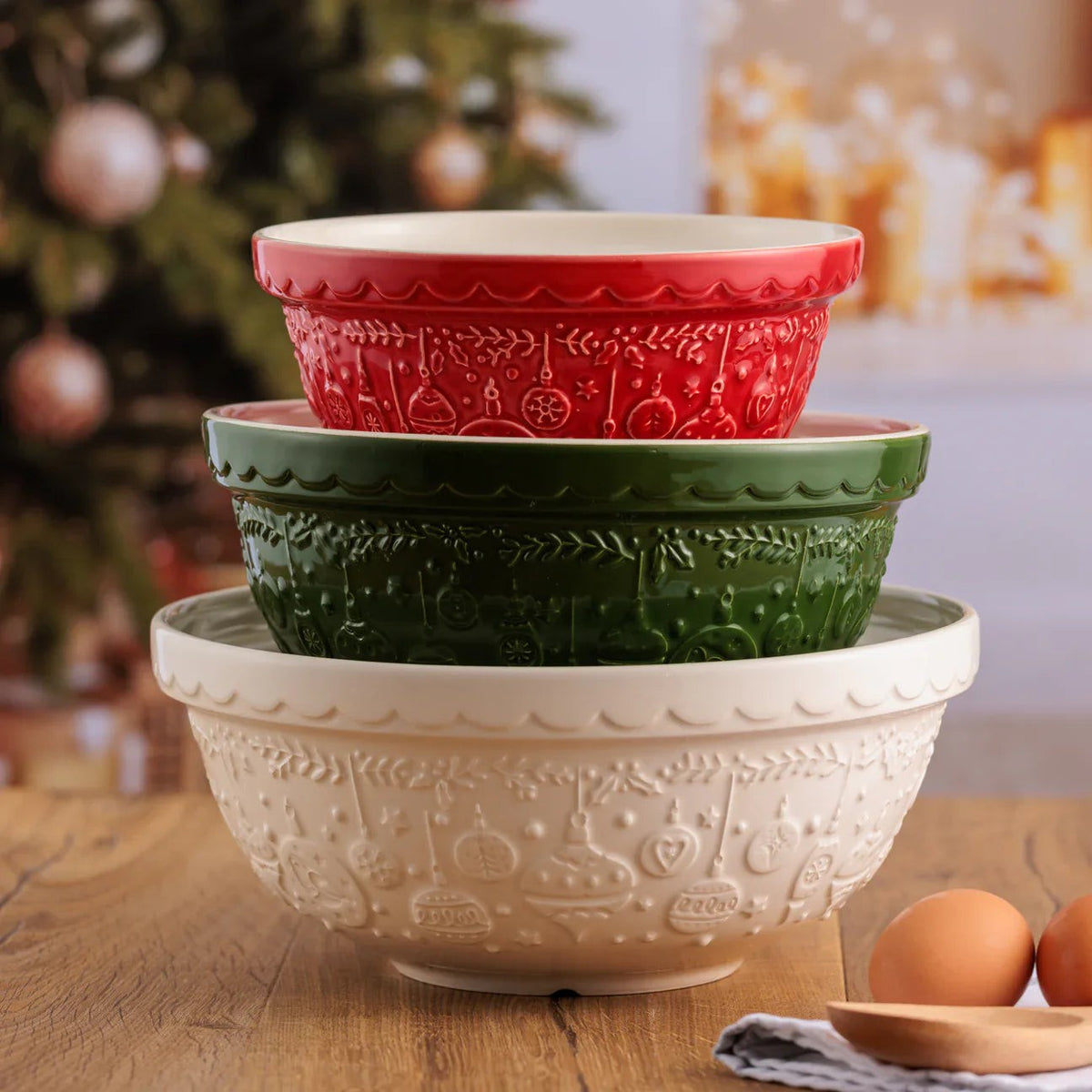 Mason Cash Christmas Mixing Bowl Deck The Halls White 2.7 L