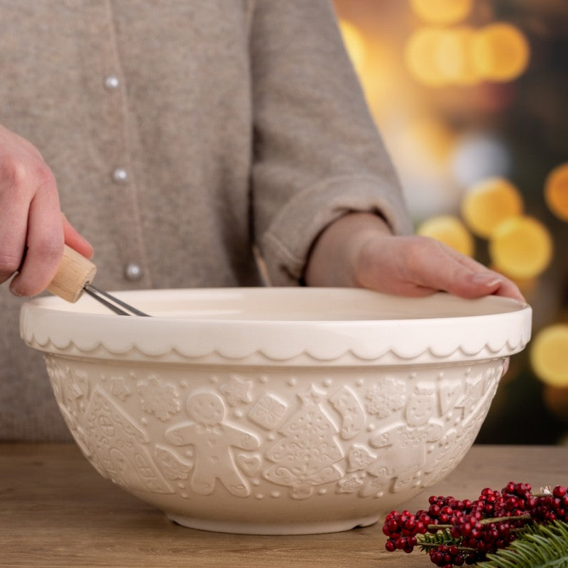 Mason Cash Christmas Mixing Bowl Gingerbread White 2.7 L