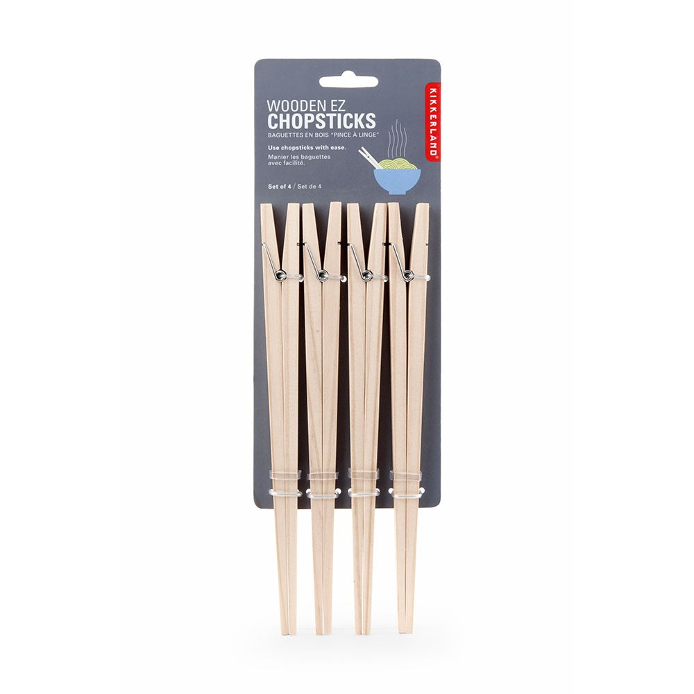 Kikkerland EZ Wooden Chopsticks Set of 4