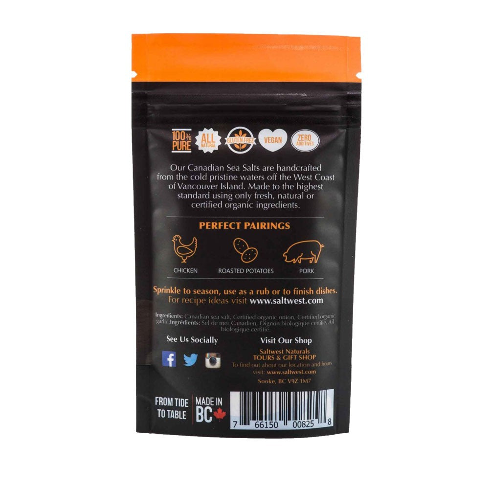 SaltWest Naturals Organic Roasted Garlic & Onion Infused Sea Salt 40g