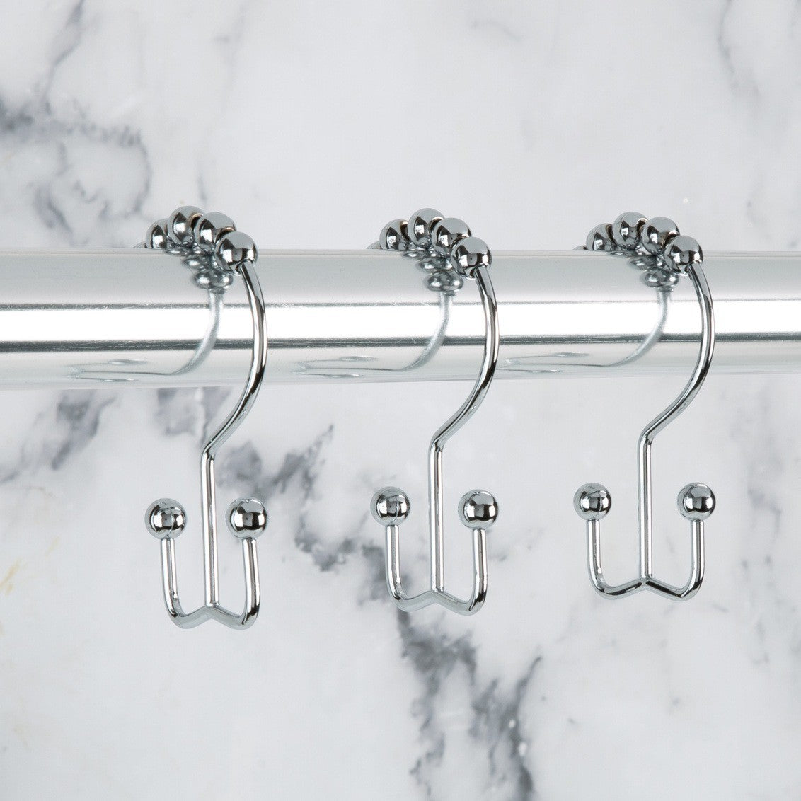 Moda At Home Annex Double Roller Shower Hooks S/12, Chrome