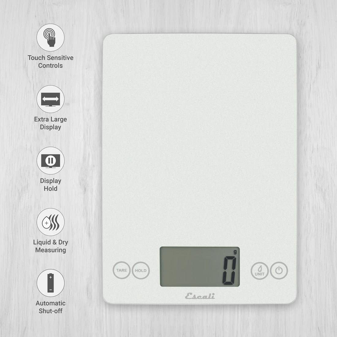 Escali Arti Glass Kitchen Scale - Frost White - iQ living