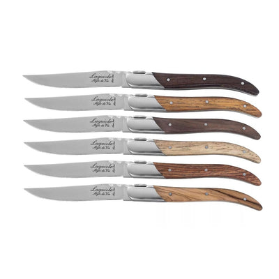 Laguiole Luxury Steak Knives Set Of 6 - Mixed Wood
