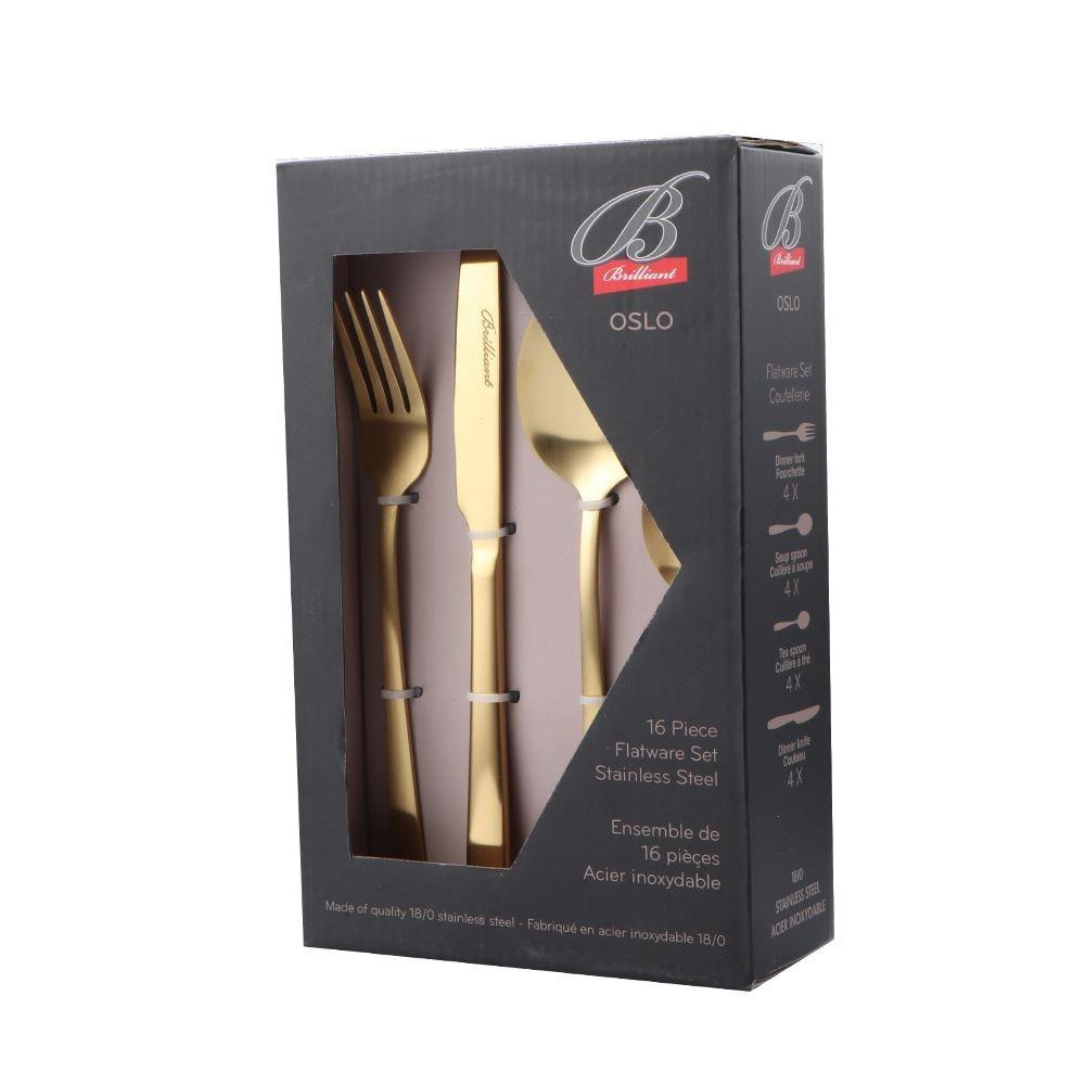 Brilliant Oslo Gold 16-Piece Flatware Set