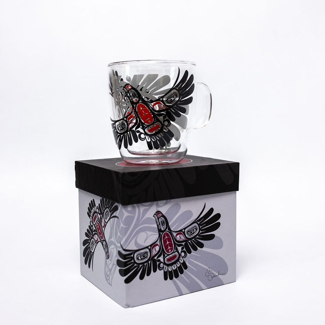 Native Northwest 12oz Double Walled Glass Mug Eagle's First Flight