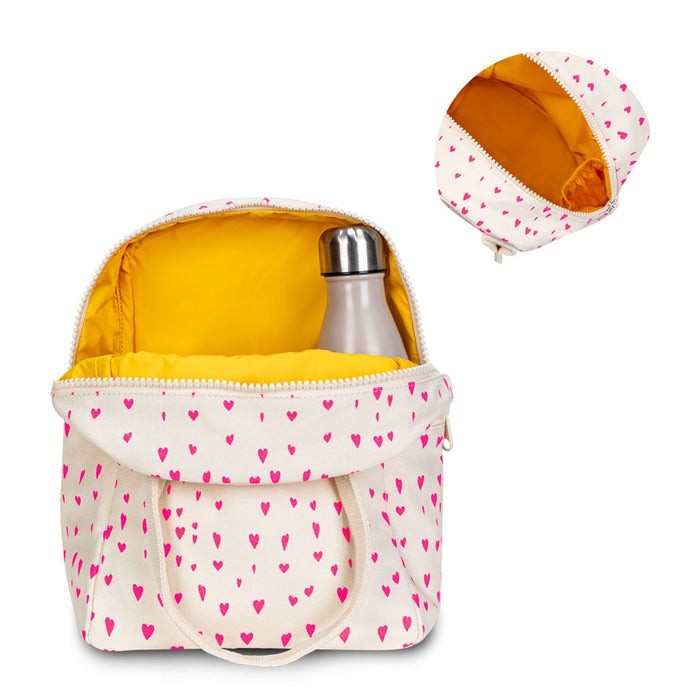 Fluf Zipper Lunch Bag - Tiny Pink Hearts