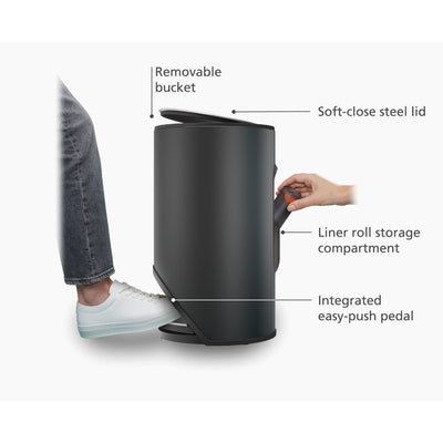 Joseph Joseph Arc Matte Black Waste Can 10L