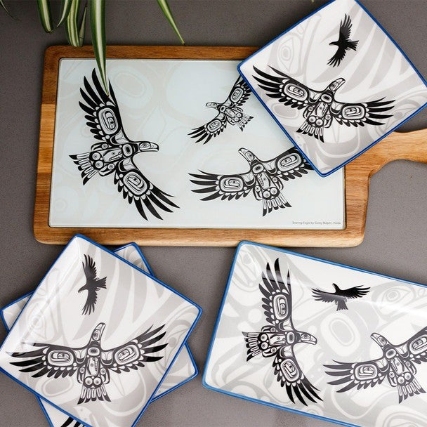 Native Northwest Soaring Eagle Appetizer Plate Set Of 2