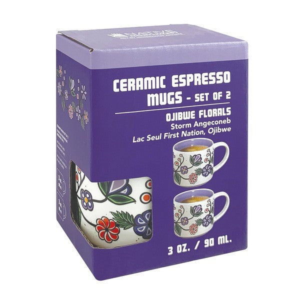 Native Northwest 3oz Espresso Mug Set Of 2 Ojibwe Florals