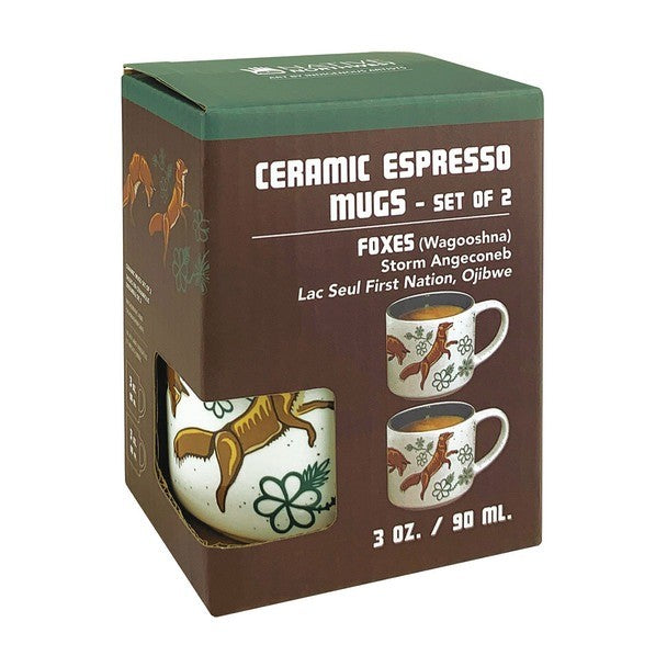 Native Northwest 3oz Espresso Mug Set Of 2 Foxes
