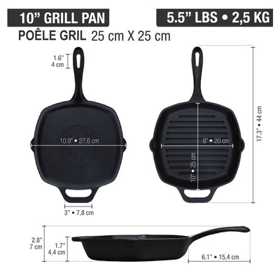 Victoria Cast Iron Grill Pan 10"