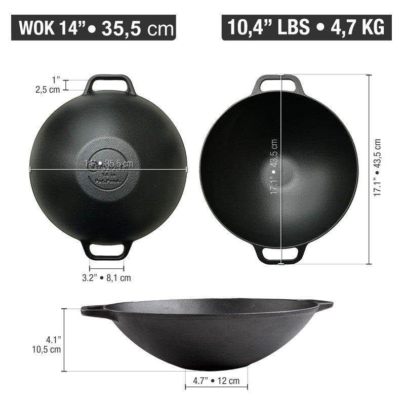 Victoria Cast Iron Wok 14"