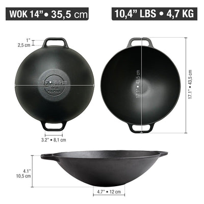 Victoria Cast Iron Wok 14"